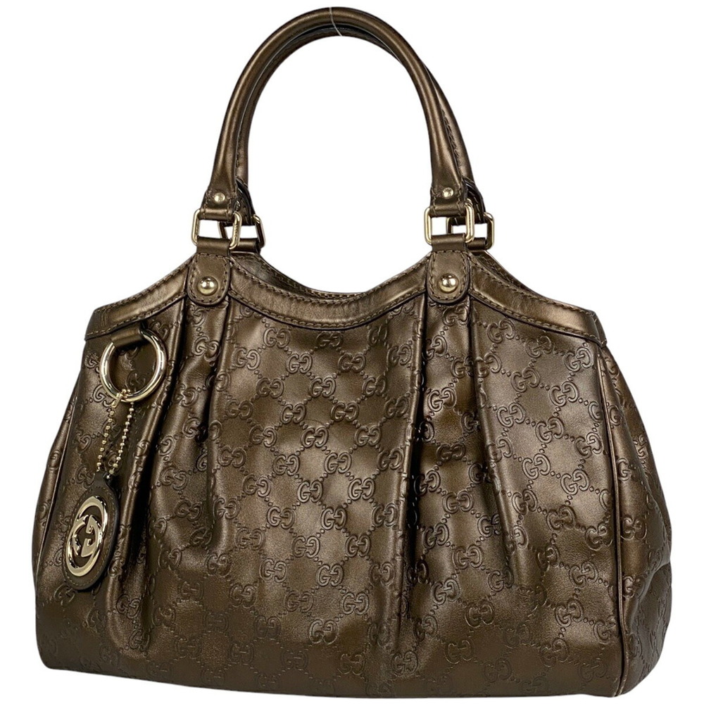 Gucci Brown Embossed GG Leather Shoulder Bag